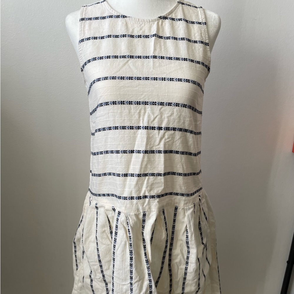 Ace & Jig Off White Navy Blue Flowers Short Sleeve Dress Size XS